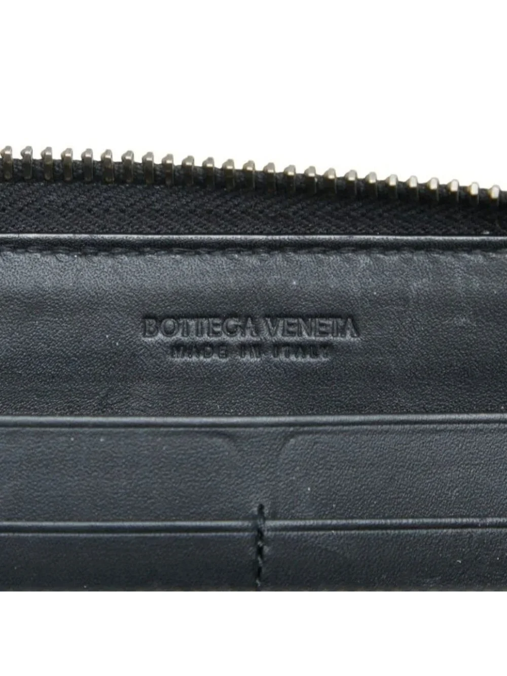 Bottega Veneta Intrecciato Zip Around Wallet Black Leather